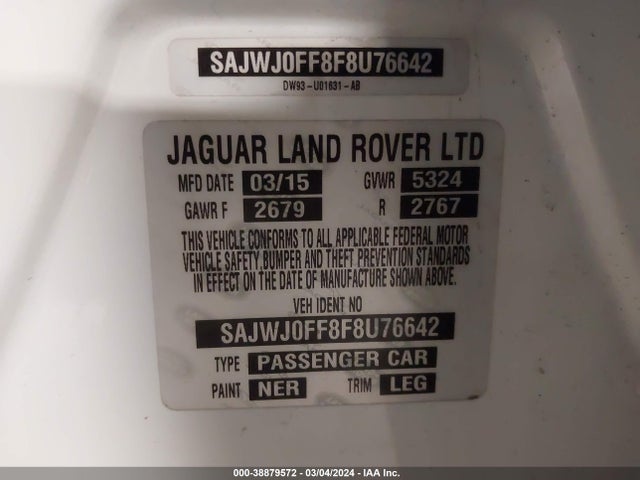 2015 JAGUAR XF SAJWJ0FF8F8U76642 Photo 8