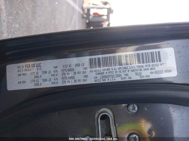 RAM 1500 Slt 2016 1C6RR6GM7GS133501 Image 9