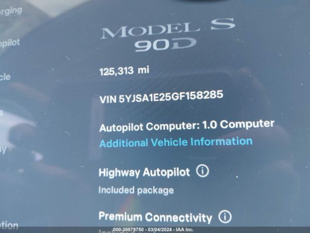 5YJSA1E25GF158285 Tesla Model S 60d/70d/75d/85d/90d