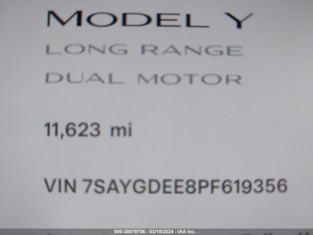 7SAYGDEE8PF619356 Tesla Model Y Awd/long Range Dual Motor All-wheel Drive