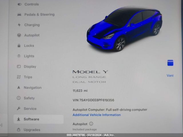 7SAYGDEE8PF619356 Tesla Model Y Awd/long Range Dual Motor All-wheel Drive