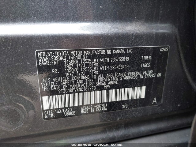 Toyota Rav4 Xle Premium 2022 2T3C1RFVXNC182778 Image 9