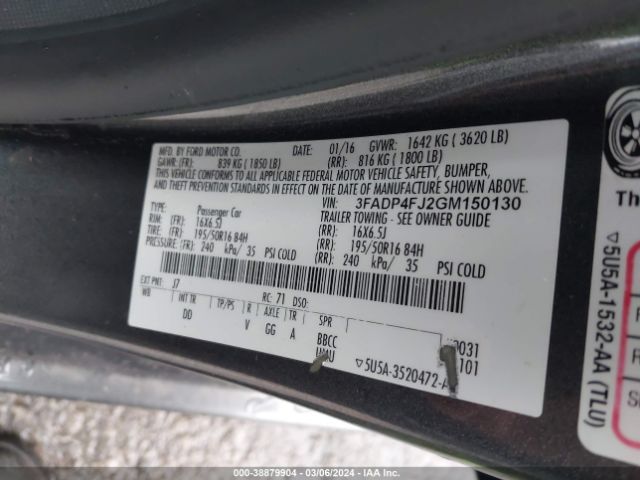 3FADP4FJ2GM150130 Ford Fiesta Titanium