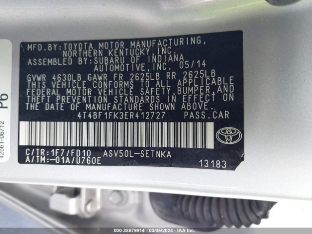 4T4BF1FK3ER412727 Toyota CAMRY LE