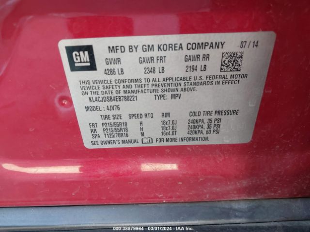KL4CJDSB4EB780221 Buick Encore Premium