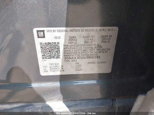 Chevrolet EQUINOX LT 2018 3GNAXJEV4JS642281 Image 9