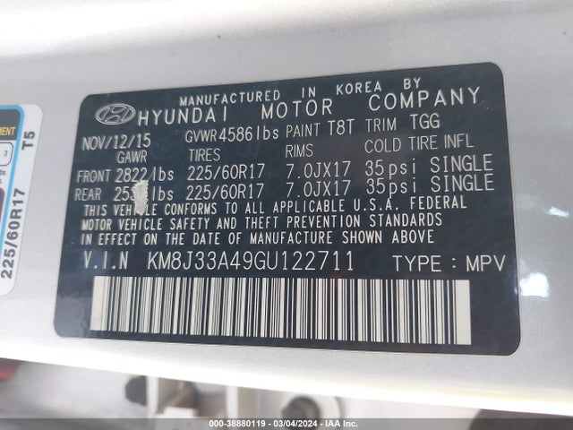 Hyundai TUCSON SE 2016 KM8J33A49GU122711 Image 9