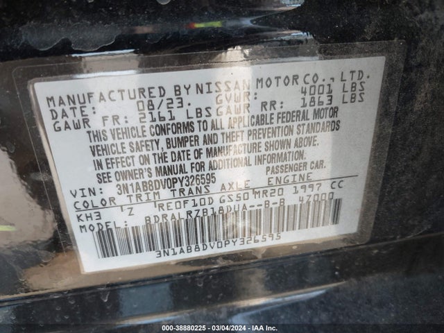 Nissan Sentra Sr Xtronic Cvt 2023 3N1AB8DV0PY326595 Image 9