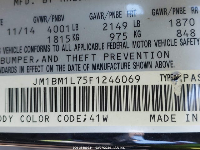 Mazda Mazda3 I Touring 2015 JM1BM1L75F1246069 Image 9