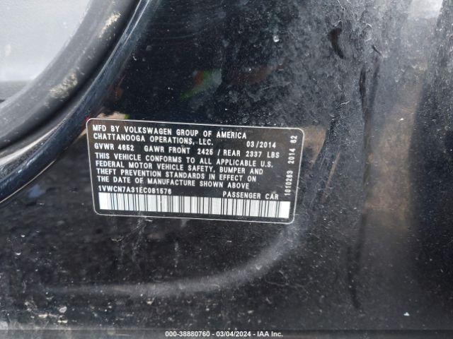 1VWCN7A31EC081576 Volkswagen Passat 2.0l Tdi Sel Premium