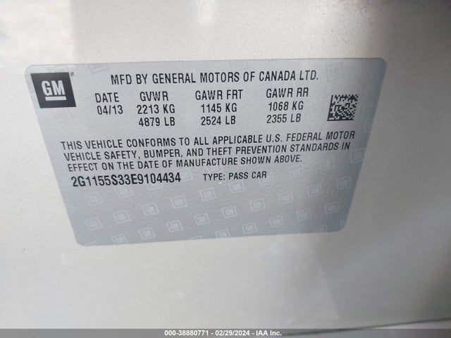 Chevrolet IMPALA 2LZ 2014 2G1155S33E9104434 Image 9