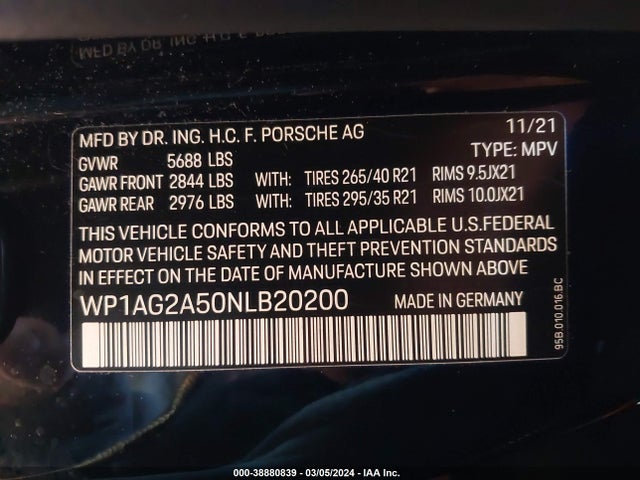 2022 PORSCHE MACAN WP1AG2A50NLB20200 Photo 8