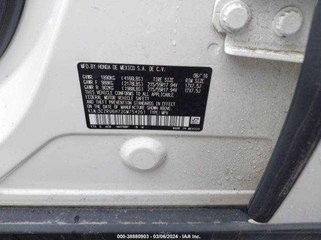 3CZRU6H72GM754261 Honda Hr-v Ex-l