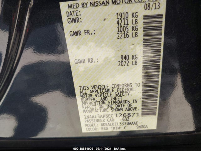 Nissan Altima 2.5 Sv 2014 1N4AL3AP8EC126871 Image 9