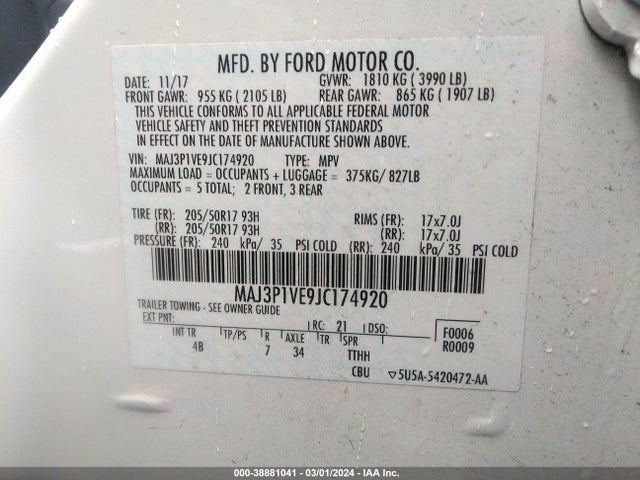 Ford Ecosport Titanium 2018 MAJ3P1VE9JC174920 Image 9