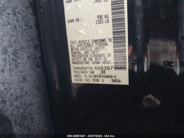 1N4AA6AP5HC409367 Nissan Maxima 3.5 Sr