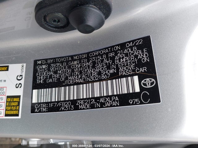 Toyota COROLLA LE 2022 JTDEPMAE1N3021867 Image 9
