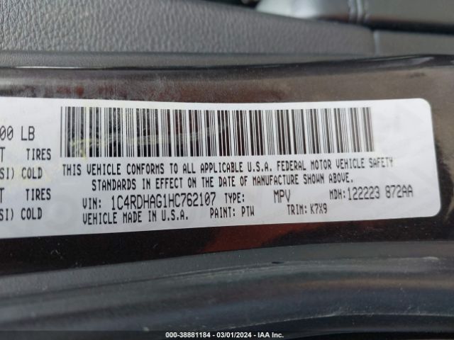 1C4RDHAG1HC762107 Dodge Durango Sxt Rwd