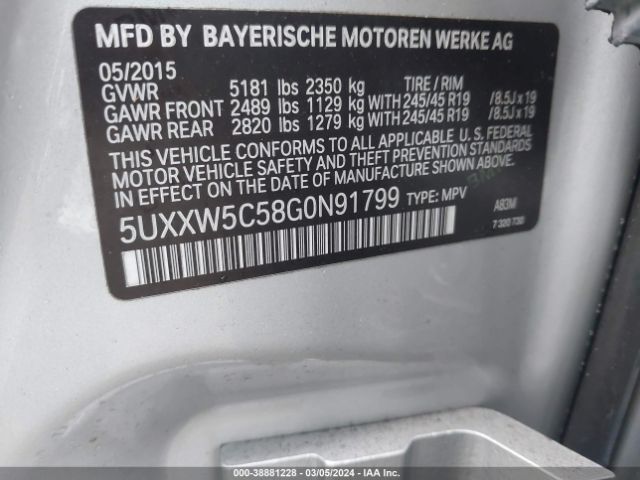 5UXXW5C58G0N91799 BMW X4 Xdrive35i