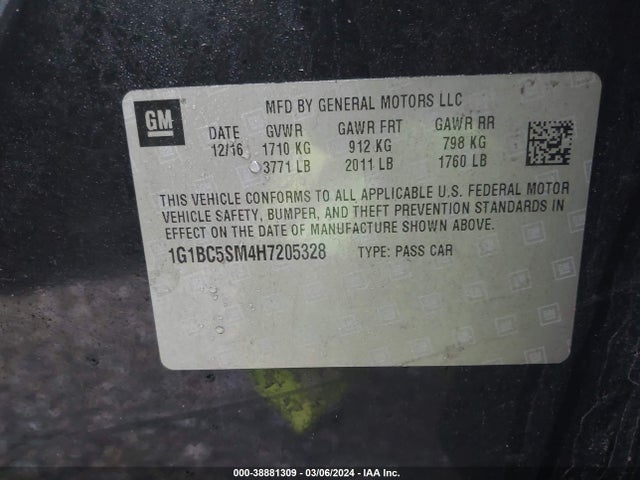 Chevrolet Cruze Ls Auto 2017 1G1BC5SM4H7205328 Image 9