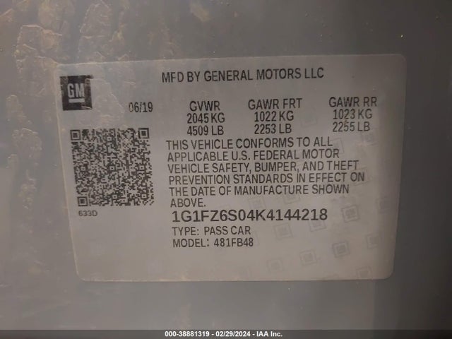 Chevrolet Bolt Ev Premier 2019 1G1FZ6S04K4144218 Image 9