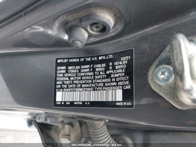 SHHFK7H69MU219437 Honda CIVIC EX