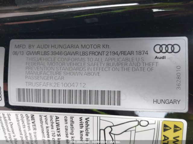 TRUSFAFK2E1004712 Audi Tt 2.0t