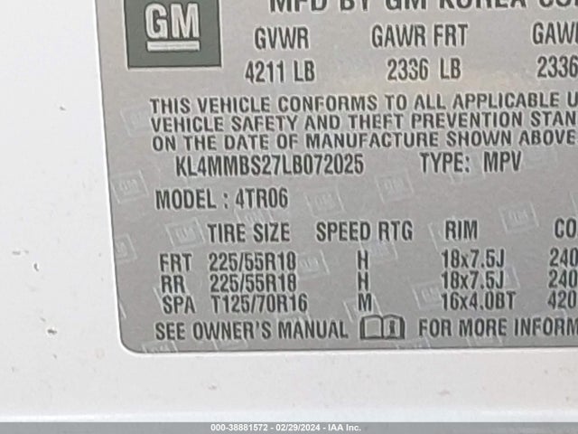 KL4MMBS27LB072025 Buick Encore Gx Fwd Preferred