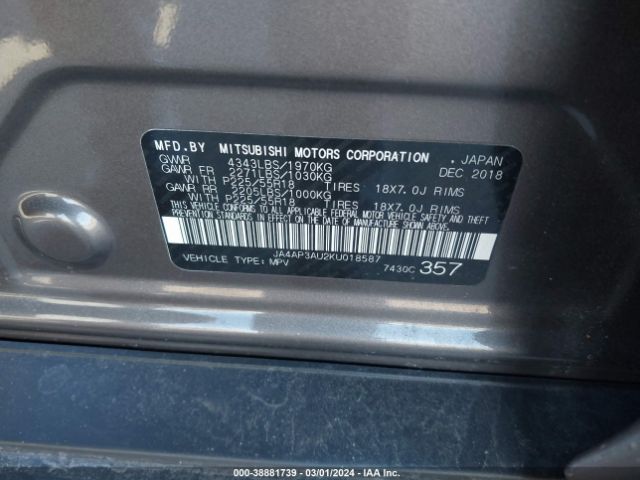 JA4AP3AU2KU018587 Mitsubishi Outlander Sport 2.0 Es