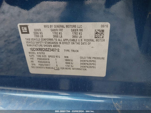 Chevrolet Silverado 1500 2lt 2016 1GCVKREC6GZ349712 Image 9