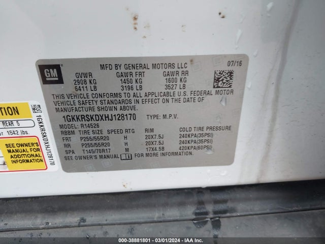1GKKRSKDXHJ128170 GMC Acadia Limited