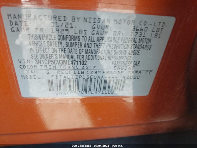 Nissan Kicks Sv Xtronic Cvt 2021 3N1CP5CV3ML471102 Image 9