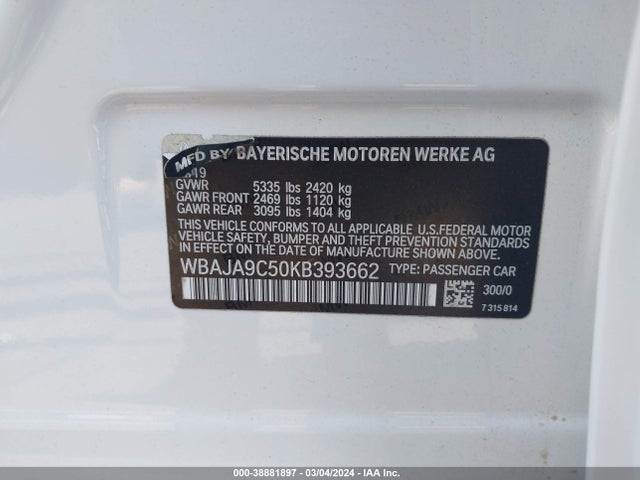 WBAJA9C50KB393662 BMW 530e Iperformance