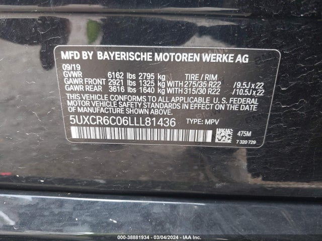 BMW X5 Xdrive40i 2020 5UXCR6C06LLL81436 Image 9