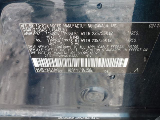 2T3DFREV8HW614665 Toyota Rav4 Platinum