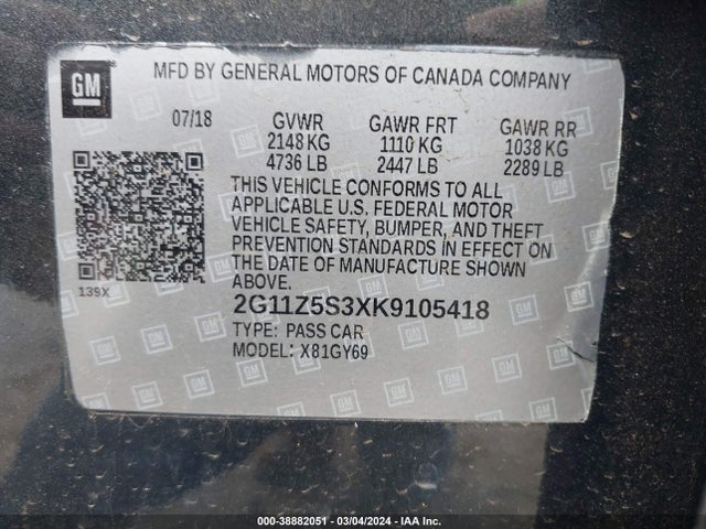 Chevrolet IMPALA LT 2019 2G11Z5S3XK9105418 Image 9