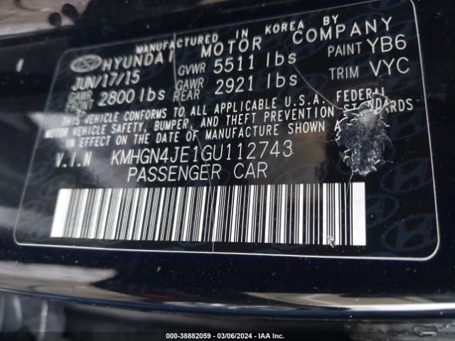 KMHGN4JE1GU112743 Hyundai Genesis 3.8