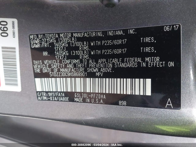 Toyota Sienna L 7 Passenger 2017 5TDZZ3DC9HS868901 Image 9