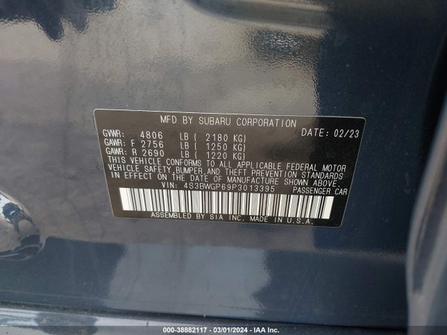 Subaru Legacy Touring Xt 2023 4S3BWGP69P3013395 Image 9
