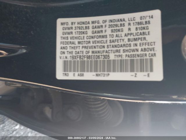19XFB2F98EE067305 Honda Civic Ex-l