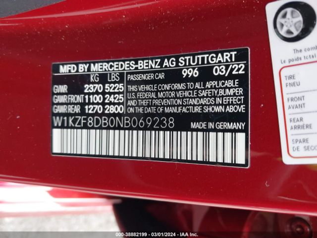 W1KZF8DB0NB069238 Mercedes-Benz E 350