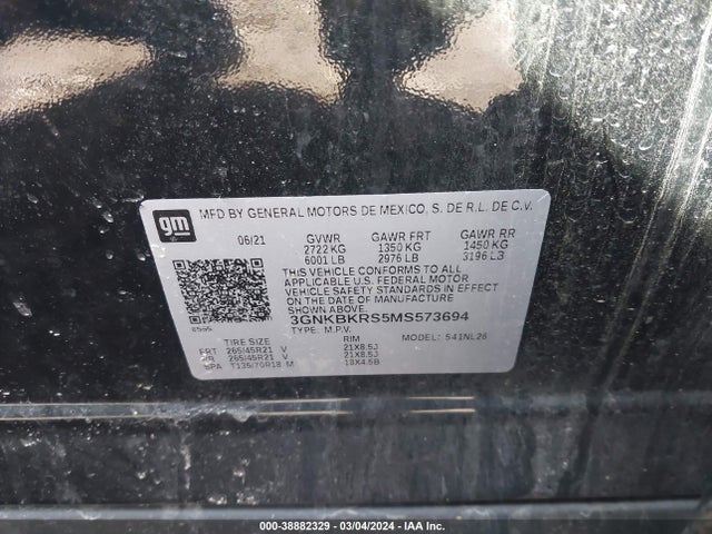 Chevrolet Blazer Awd Rs 2021 3GNKBKRS5MS573694 Image 9