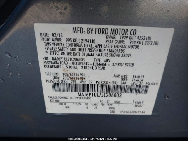 MAJ6P1UL7JC206003 Ford Ecosport Se