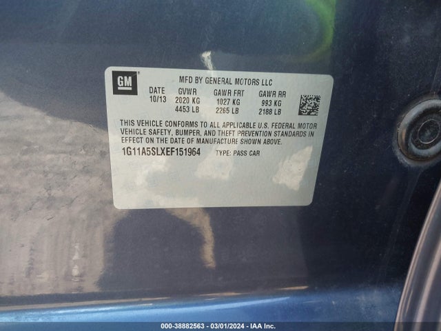 Chevrolet Malibu 1fl 2014 1G11A5SLXEF151964 Image 9