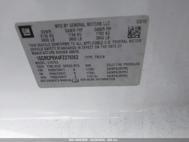 Chevrolet Silverado 1500 Wt 2015 1GCRCPEH4FZ278362 Image 9