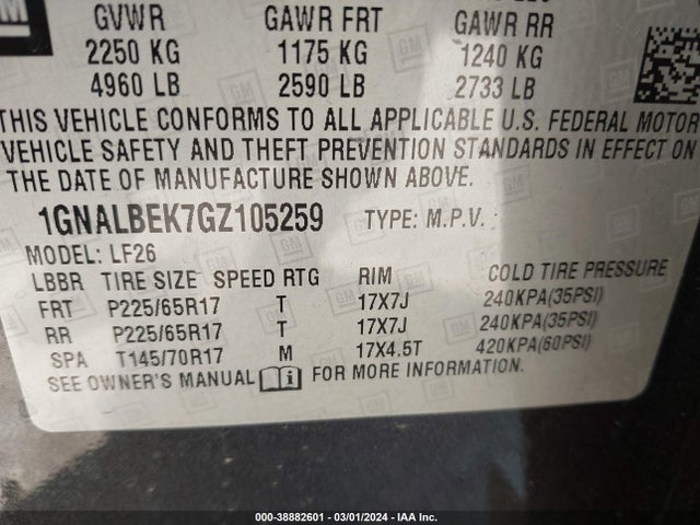 Chevrolet EQUINOX LS 2016 1GNALBEK7GZ105259 Image 9