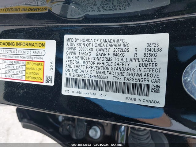 Honda Civic Sport 2024 2HGFE2F54RH500053 Image 9