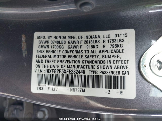 Honda Civic Lx 2015 19XFB2F5XFE232446 Image 9