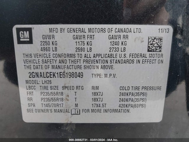 Chevrolet Equinox 2lt 2014 2GNALCEK1E6198049 Image 9