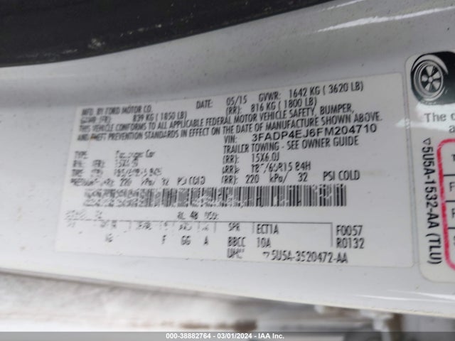 Ford FIESTA SE 2015 3FADP4EJ6FM204710 Image 9